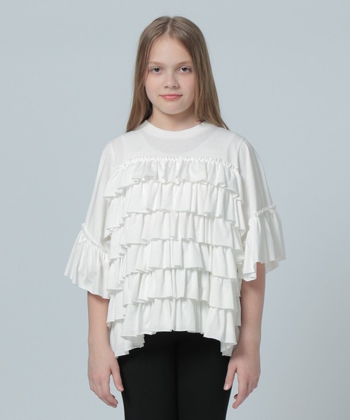 LOWRYS FARM(ローリーズファーム)の「カットフリルティアードプルオーバー 115692(Tシャツ/カットソー・キッズ・ブラック/ホワイト・FREE)」の11枚目の写真