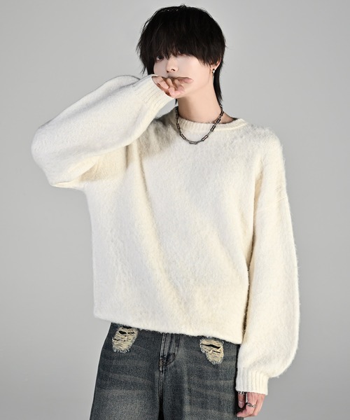 ニット 白M minsobi（ミンソビ） セーター ニット ルーズフィットシンプルニット V