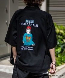 【a-r】〔PEZ×RedCapGirl〕バックイラスト&刺繍 ルーズサイズ半袖シャツ
