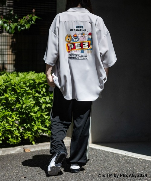 ストリート レッド Tシャツ 半袖 ルーズ トップス 韓国 cr9253 a-r】〔Red Cap Girl/レッドキャップガール〕バックイラスト
