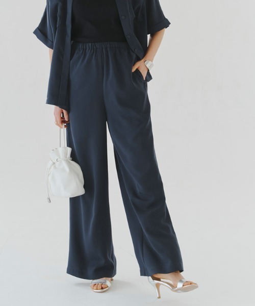RASW（ラス）の「[RASW]ジョーゼットイージーパンツ（その他パンツ・レディース・ベージュ/ダークネイビー・L/M/S）」の2枚目の写真