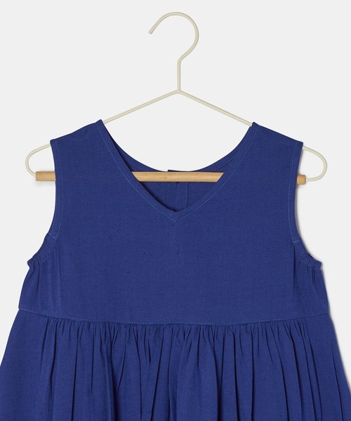 ROPE' PICNIC（ロペピクニック）の「【KIDS】INDIA麻混前後2WAYジャンパースカート/リンクコーデ（ワンピース・キッズ・ブルー/スミクロ・110/120/130/140/150）」の5枚目の写真
