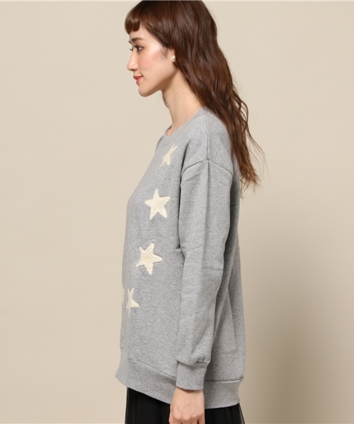 ROSE BUD（ローズバッド）の「LCTT-15201 STAR EMB.BIG P/O（スウェット・レディース・ミックスグレー/ネイビー・ONE SIZE）」の5枚目の写真