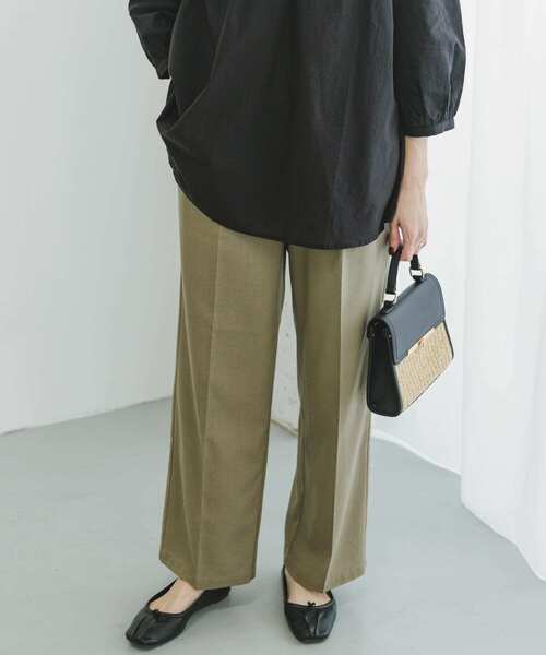 ITEMS URBANRESEARCH(アイテムズ アーバンリサーチ)の「『セットアップ対応』『洗濯可』リサイクルリネンセンタープレスパンツ(その他パンツ・レディース・ブラウン/ブラック/ライトカーキ・FREE)」の5枚目の写真