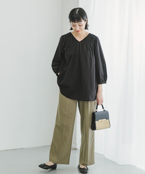 ITEMS URBANRESEARCH(アイテムズ アーバンリサーチ)の「『セットアップ対応』『洗濯可』リサイクルリネンセンタープレスパンツ(その他パンツ・レディース・ブラウン/ブラック/ライトカーキ・FREE)」の7枚目の写真