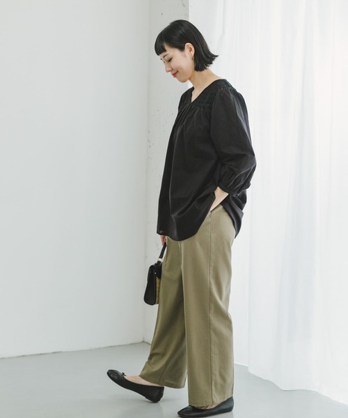 ITEMS URBANRESEARCH(アイテムズ アーバンリサーチ)の「『セットアップ対応』『洗濯可』リサイクルリネンセンタープレスパンツ(その他パンツ・レディース・ブラウン/ブラック/ライトカーキ・FREE)」の8枚目の写真