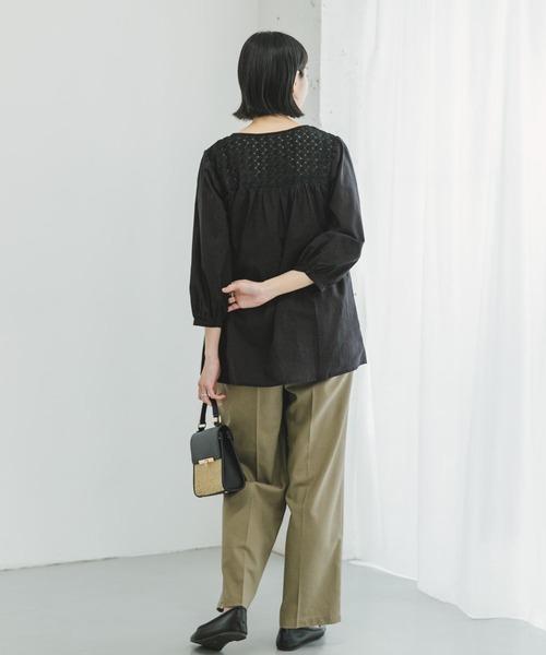 ITEMS URBANRESEARCH(アイテムズ アーバンリサーチ)の「『セットアップ対応』『洗濯可』リサイクルリネンセンタープレスパンツ(その他パンツ・レディース・ブラウン/ブラック/ライトカーキ・FREE)」の9枚目の写真