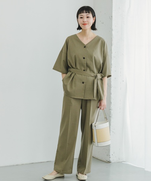 ITEMS URBANRESEARCH(アイテムズ アーバンリサーチ)の「『セットアップ対応』『洗濯可』リサイクルリネンセンタープレスパンツ(その他パンツ・レディース・ブラウン/ブラック/ライトカーキ・FREE)」の11枚目の写真