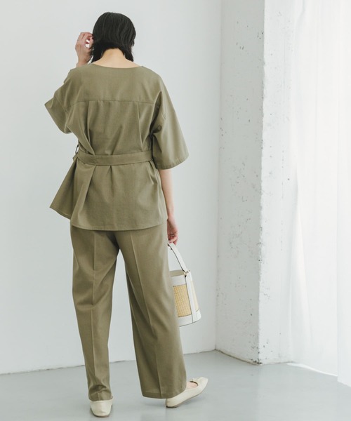 ITEMS URBANRESEARCH(アイテムズ アーバンリサーチ)の「『セットアップ対応』『洗濯可』リサイクルリネンセンタープレスパンツ(その他パンツ・レディース・ブラウン/ブラック/ライトカーキ・FREE)」の13枚目の写真