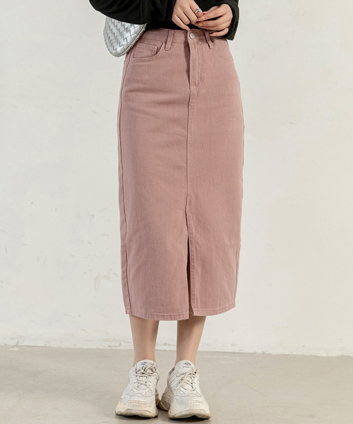 DAY CLOSET（デイ クローゼット）の「【大きいサイズ有】スラッとIライン。スリット入り デニム ナロースカート レディース（デニムスカート・レディース・ブルー/ピンク/ライトブルー/ブルー系その他/ブラック系その他・L/M/S/XS/XL/2XL）」の15枚目の写真