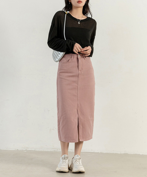 DAY CLOSET（デイ クローゼット）の「【大きいサイズ有】スラッとIライン。スリット入り デニム ナロースカート レディース（デニムスカート・レディース・ブルー/ピンク/ライトブルー/ブルー系その他/ブラック系その他・L/M/S/XS/XL/2XL）」の18枚目の写真