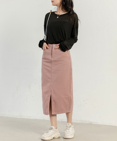 DAY CLOSET（デイ クローゼット）の「【大きいサイズ有】スラッとIライン。スリット入り デニム ナロースカート レディース（デニムスカート・レディース・ブルー/ピンク/ライトブルー/ブルー系その他/ブラック系その他・L/M/S/XS/XL/2XL）」の19枚目の写真