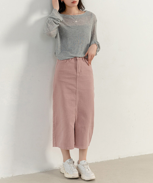 DAY CLOSET（デイ クローゼット）の「【大きいサイズ有】スラッとIライン。スリット入り デニム ナロースカート レディース（デニムスカート・レディース・ブルー/ピンク/ライトブルー/ブルー系その他/ブラック系その他・L/M/S/XS/XL/2XL）」の21枚目の写真