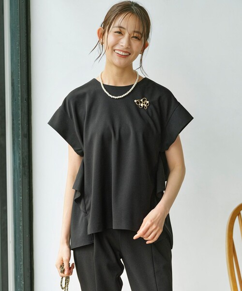 【セール】ライトアムンゼンジャージー フリルブラウス（Tシャツ/カットソー）｜組曲（クミキョク）