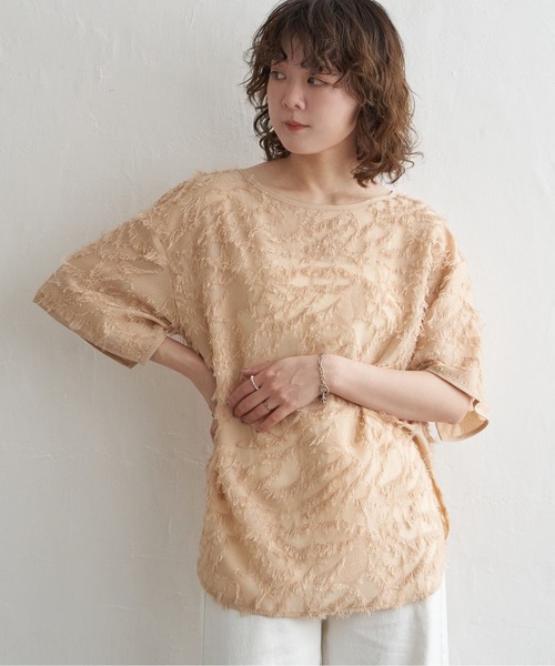 notch.(ノッチ)の「シアーフリンジ2wayブラウス(シャツ/ブラウス・レディース・オレンジ/ブラック/オフホワイト・M)」の2枚目の写真