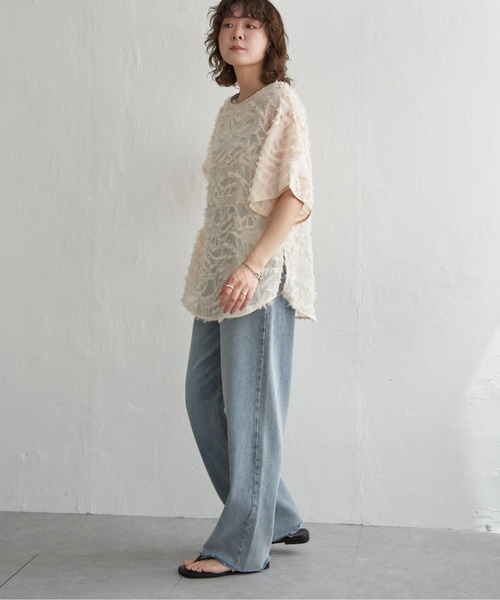 notch.(ノッチ)の「シアーフリンジ2wayブラウス(シャツ/ブラウス・レディース・オレンジ/ブラック/オフホワイト・M)」の7枚目の写真