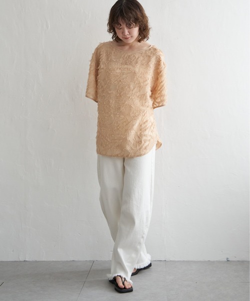 notch.(ノッチ)の「シアーフリンジ2wayブラウス(シャツ/ブラウス・レディース・オレンジ/ブラック/オフホワイト・M)」の12枚目の写真