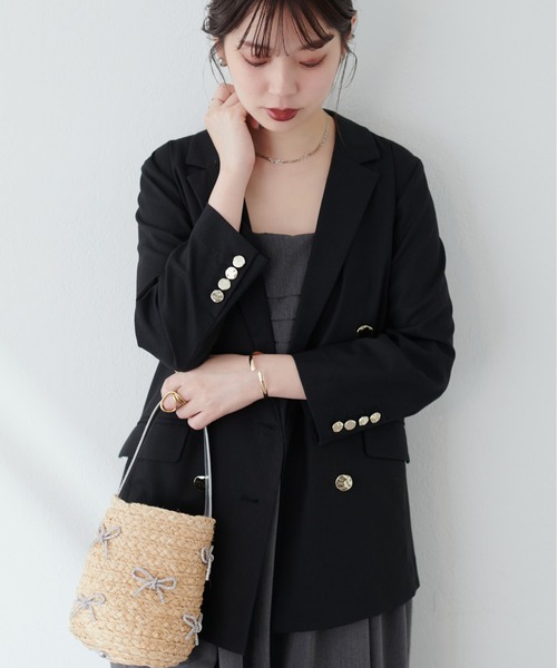 【新品】natural couture べこべこ金釦綿麻テーラードジャケット　F セール】osonoべこべこ金釦綿麻テーラードジャケット