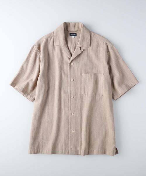 BACK NUMBER(バックナンバー)の「BACK NUMBER(バックナンバー)【メンズ】綿麻ヘリンボーン半袖開襟シャツ(シャツ/ブラウス・メンズ・ベージュ/ネイビー・S/M/L/XL)」の13枚目の写真