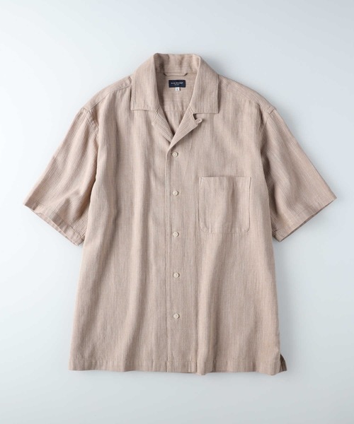 BACK NUMBER(バックナンバー)の「BACK NUMBER(バックナンバー)【メンズ】綿麻ヘリンボーン半袖開襟シャツ(シャツ/ブラウス・メンズ・ベージュ/ネイビー・S/M/L/XL)」の4枚目の写真