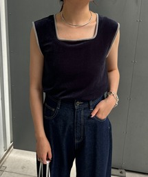 COLLAGE GALLARDAGALANTE | 配色ベロアノースリーブT/WEB限定カラー展開(Tシャツ/カットソー)