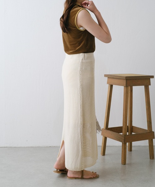 COLLAGE GALLARDAGALANTE（コラージュガリャルダガランテ）の「配色ベロアノースリーブT/WEB限定カラー展開（Tシャツ/カットソー・レディース・カーキ/ネイビー/グレー・FREE）」の11枚目の写真