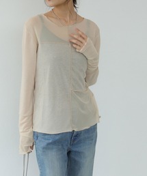 TITE IN THE STORE（ティテ　インザ　ストア）の「【前後2WAY】シアー切替リブプルオーバー（Tシャツ/カットソー）」