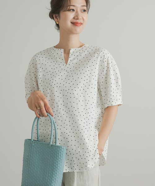 URBAN RESEARCH DOORS（アーバンリサーチドアーズ）の「リネンコットンドットブラウス（シャツ/ブラウス・レディース・ブラック系その他/ホワイト系その他・MEDIUM）」の11枚目の写真