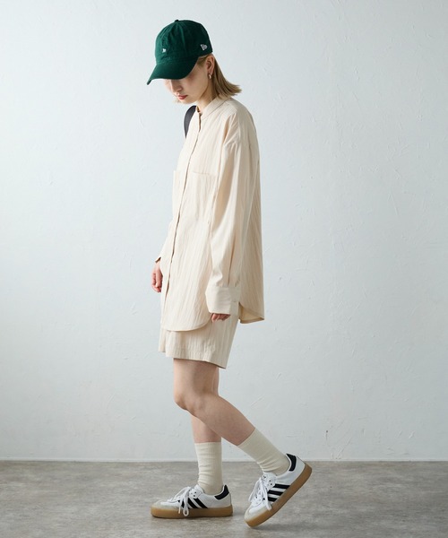 meilmada(メイルマダ)の「シワ加工バンドカラーシャツ(シャツ/ブラウス・レディース・ネイビー/ベージュ/オフホワイト・MEDIUM)」の18枚目の写真