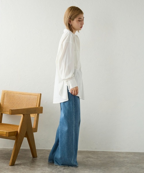 シワ加工バンドカラーシャツ（シャツ/ブラウス）｜meilmada