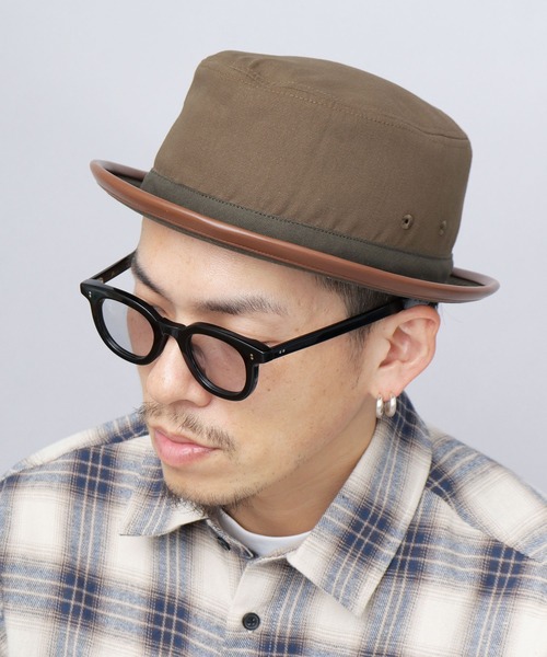 Basiquenti（ベーシックエンティ）の「コットン 配色 PUパイピング ポークパイハット（ハット・メンズ・ブラック/ブラウン・FREE）」の6枚目の写真