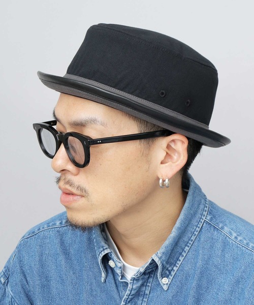 Basiquenti（ベーシックエンティ）の「コットン 配色 PUパイピング ポークパイハット（ハット・メンズ・ブラック/ブラウン・FREE）」の5枚目の写真