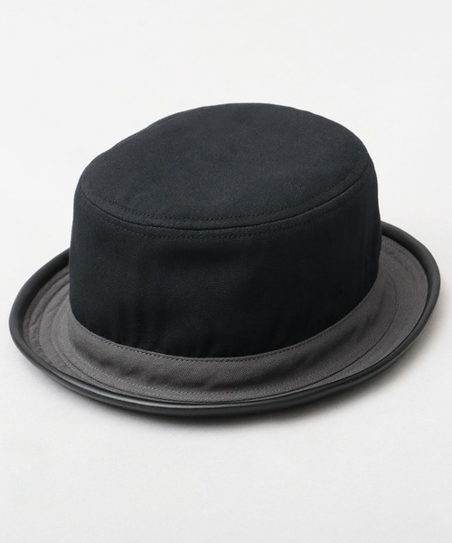 Basiquenti（ベーシックエンティ）の「コットン 配色 PUパイピング ポークパイハット（ハット・メンズ・ブラック/ブラウン・FREE）」の3枚目の写真