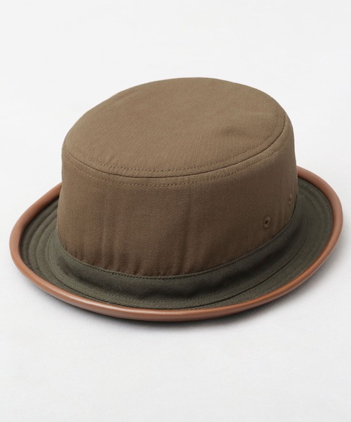Basiquenti（ベーシックエンティ）の「コットン 配色 PUパイピング ポークパイハット（ハット・メンズ・ブラック/ブラウン・FREE）」の4枚目の写真