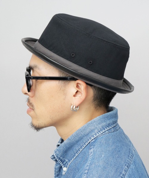 Basiquenti（ベーシックエンティ）の「コットン 配色 PUパイピング ポークパイハット（ハット・メンズ・ブラック/ブラウン・FREE）」の15枚目の写真