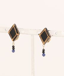 【irodori】jewel cut ソーダライト+スピネルのearring（hishigata)