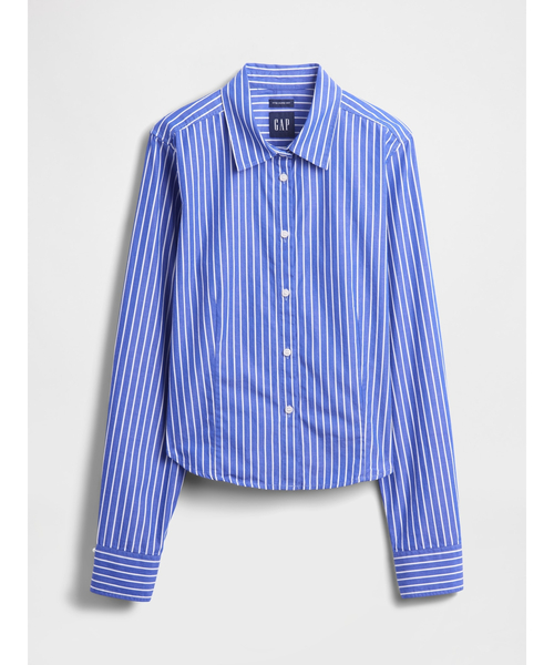 GAP(ギャップ)の「オーガニックコットン フィット クロップドシャツ(シャツ/ブラウス・レディース・ブルー/ベージュ/ホワイト×ネイビー/レッド・S/M/L/XS/XXS)」の7枚目の写真