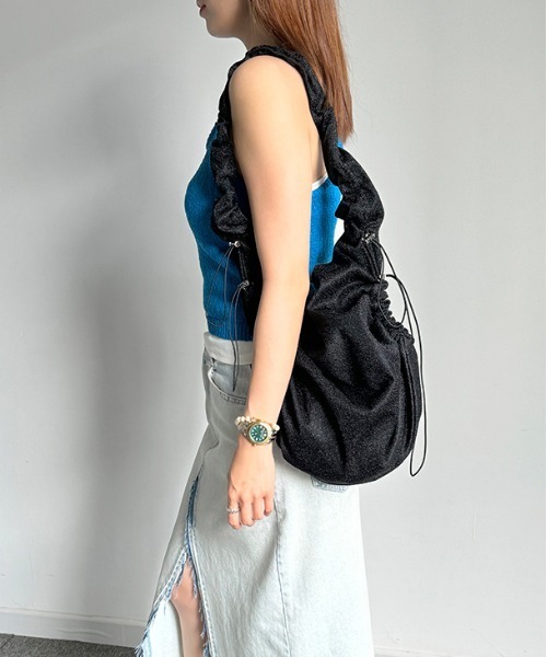 FREE STYLISTS（フリー スタイリスト）の「Y2K ドロストラメトートバッグ（ハンドバッグ・レディース・ダークグレー/ブラック/シルバー・FREE）」の9枚目の写真