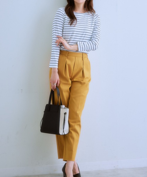 7days Life Styling（セブンデイズライフスタイリング）の「透け対策ダブルフロントランダムリブボートネック９分袖トップス（Tシャツ/カットソー・レディース・モカ/チャコール/ホワイト系/オフホワイト・LL/L/M/S）」の7枚目の写真