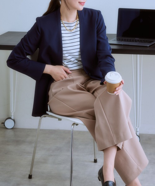 7days Life Styling（セブンデイズライフスタイリング）の「透け対策ダブルフロントランダムリブボートネック９分袖トップス（Tシャツ/カットソー・レディース・モカ/チャコール/ホワイト系/オフホワイト・LL/L/M/S）」の14枚目の写真