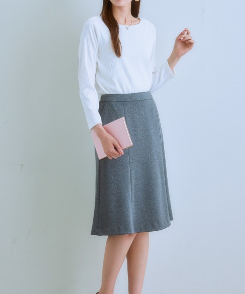 7days Life Styling（セブンデイズライフスタイリング）の「透け対策ダブルフロントランダムリブボートネック９分袖トップス（Tシャツ/カットソー・レディース・モカ/チャコール/ホワイト系/オフホワイト・LL/L/M/S）」の16枚目の写真