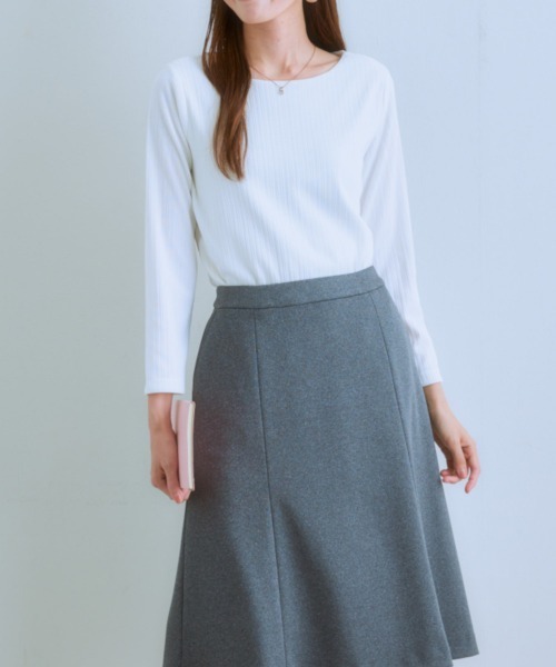 7days Life Styling（セブンデイズライフスタイリング）の「透け対策ダブルフロントランダムリブボートネック９分袖トップス（Tシャツ/カットソー・レディース・モカ/チャコール/ホワイト系/オフホワイト・LL/L/M/S）」の19枚目の写真