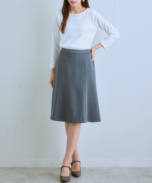 7days Life Styling（セブンデイズライフスタイリング）の「透け対策ダブルフロントランダムリブボートネック９分袖トップス（Tシャツ/カットソー・レディース・モカ/チャコール/ホワイト系/オフホワイト・LL/L/M/S）」の18枚目の写真