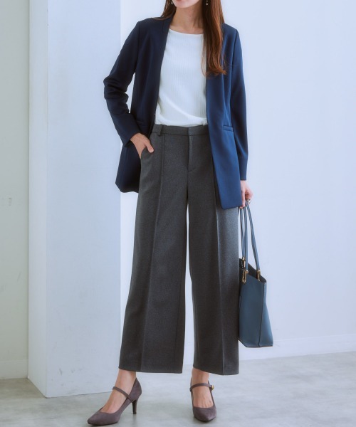 7days Life Styling（セブンデイズライフスタイリング）の「透け対策ダブルフロントランダムリブボートネック９分袖トップス（Tシャツ/カットソー・レディース・モカ/チャコール/ホワイト系/オフホワイト・LL/L/M/S）」の22枚目の写真