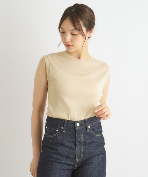 LAURA ASHLEY(ローラアシュレイ)の「【日本製/3colors】ラメフライス タンクトップ(タンクトップ・レディース・ゴールド/ライトベージュ/シルバー・38/40)」の3枚目の写真
