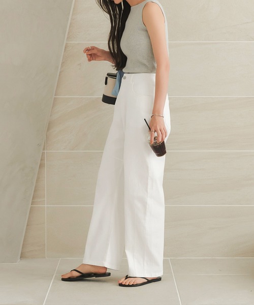 KOBE LETTUCE（コウベレタス）の「接触冷感カーブデニムパンツ（デニムパンツ・レディース・ライトブルー/インディゴブルー/ホワイト/ブラック・PM/TM/S/M/L/PS）」の6枚目の写真