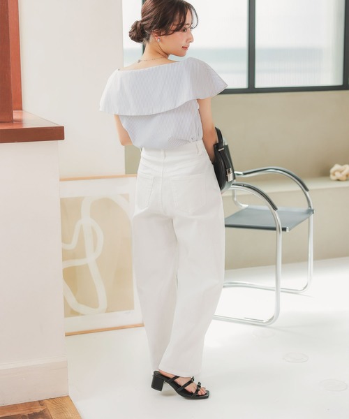 KOBE LETTUCE（コウベレタス）の「接触冷感カーブデニムパンツ（デニムパンツ・レディース・ライトブルー/インディゴブルー/ホワイト/ブラック・PM/TM/S/M/L/PS）」の11枚目の写真