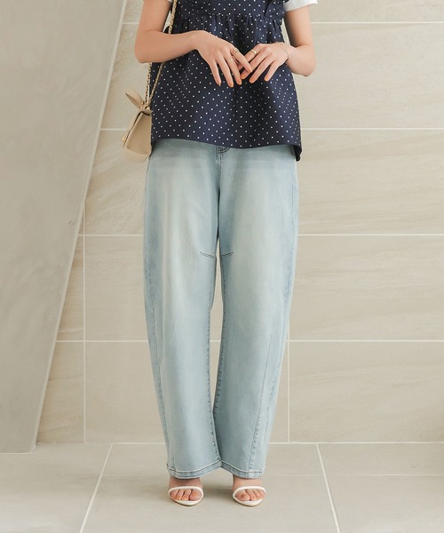 KOBE LETTUCE（コウベレタス）の「接触冷感カーブデニムパンツ（デニムパンツ・レディース・ライトブルー/インディゴブルー/ホワイト/ブラック・PM/TM/S/M/L/PS）」の12枚目の写真