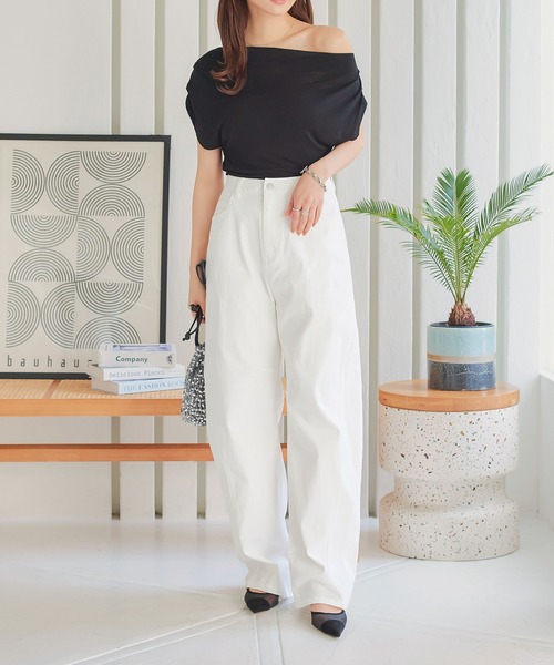 KOBE LETTUCE（コウベレタス）の「接触冷感カーブデニムパンツ（デニムパンツ・レディース・ライトブルー/インディゴブルー/ホワイト/ブラック・PM/TM/S/M/L/PS）」の8枚目の写真