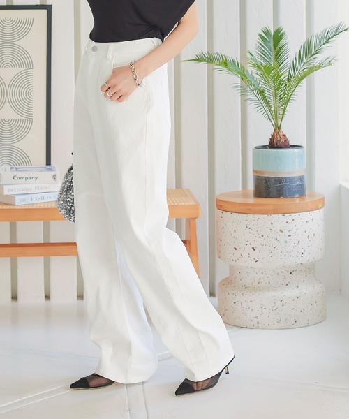 KOBE LETTUCE（コウベレタス）の「接触冷感カーブデニムパンツ（デニムパンツ・レディース・ライトブルー/インディゴブルー/ホワイト/ブラック・PM/TM/S/M/L/PS）」の9枚目の写真